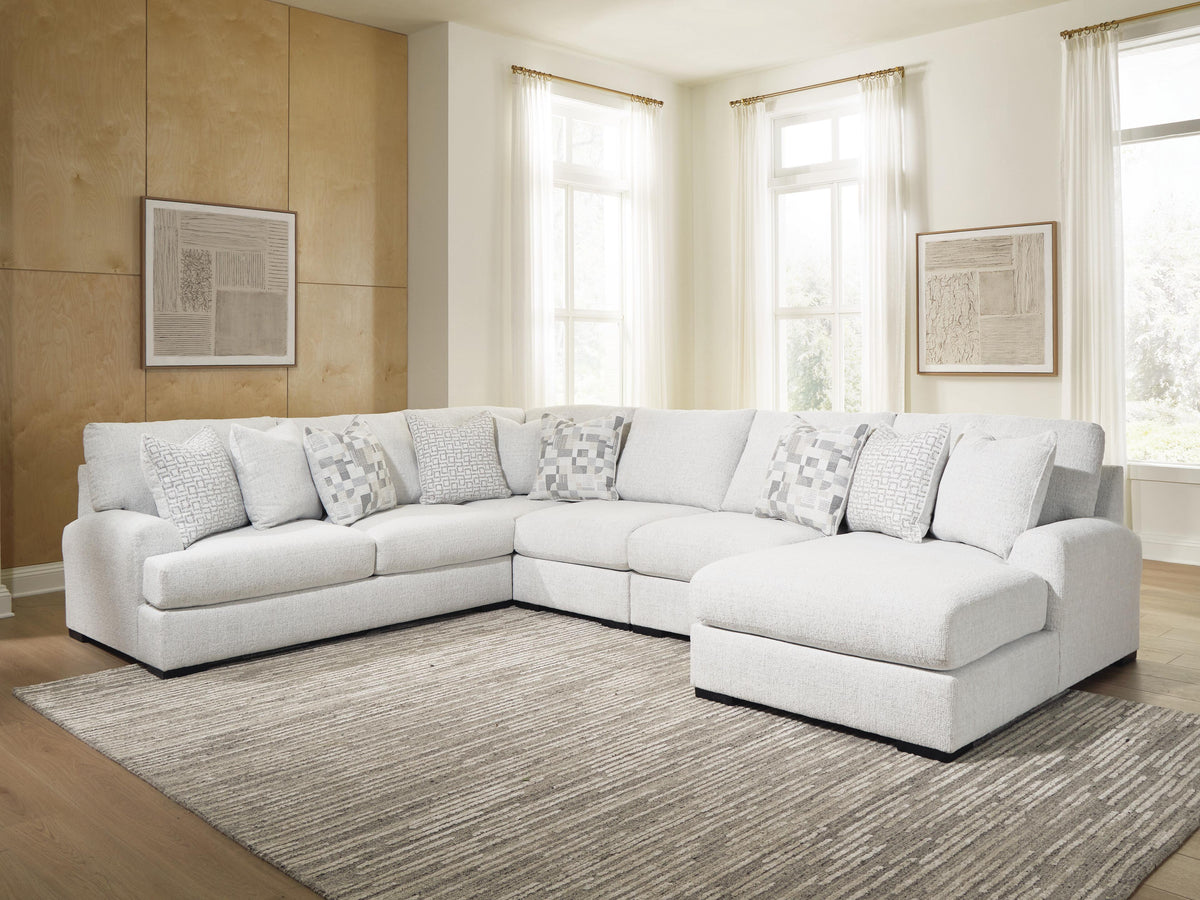 Misty-Lakes 5-Piece Sectional with Chaise w/ Oversized Ottoman