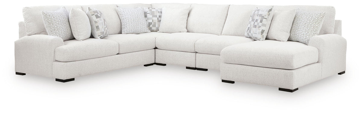 Misty-Lakes 5-Piece Sectional with Chaise w/ Oversized Ottoman