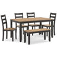 Gesthaven Dining Table with 4 Chairs and Bench (Set of 6)