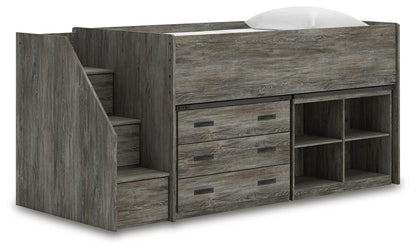 Frandern Loft Bed with Bookcase and Drawer Storage
