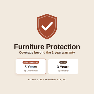 Furniture Protection Plan: 5 years by Guardsman or 3 years by Mulberry