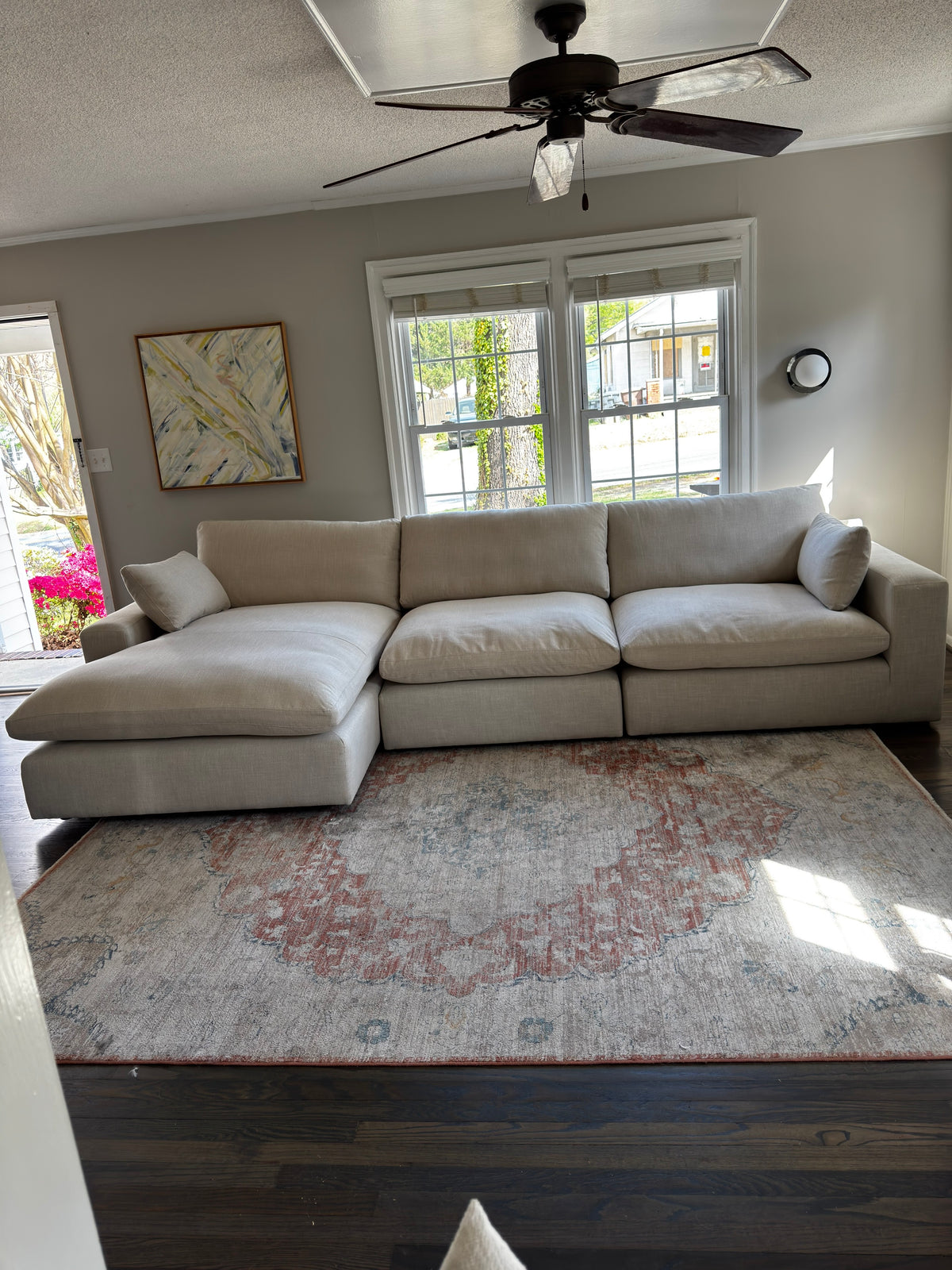 Siena Cloud 2-Piece Linen Modular Sofa Chaise in a customer’s home