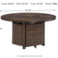 Paradise Trail Paradise Trail Fire Pit Table with 4 Nuvella Swivel Lounge Chairs