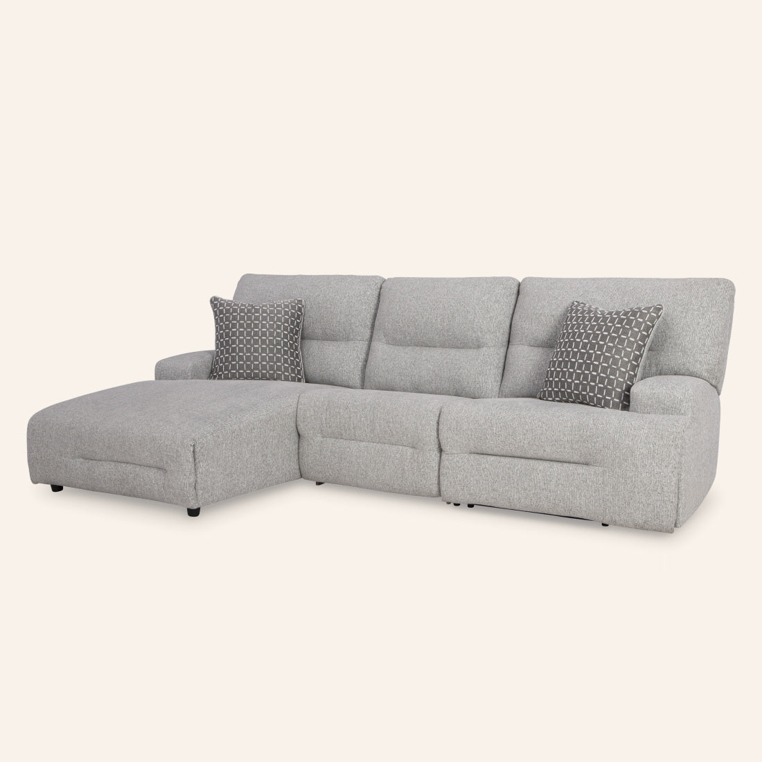 Acklen Place 3-Piece Power Reclining Sectional with left-arm facing chaise, angled view