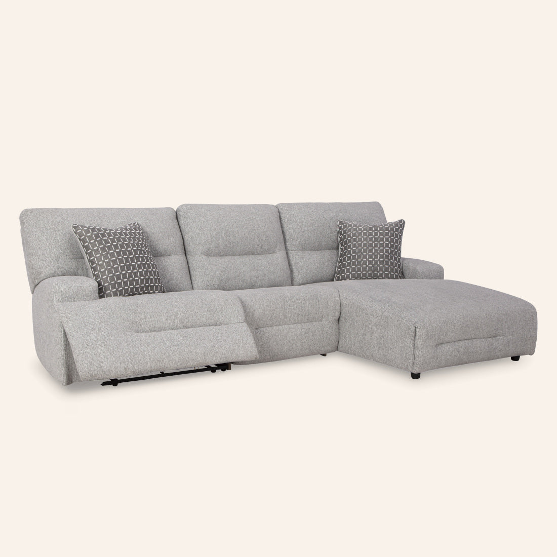 Acklen Place 3-Piece Power Reclining Sectional with right-arm facing chaise, recliner open