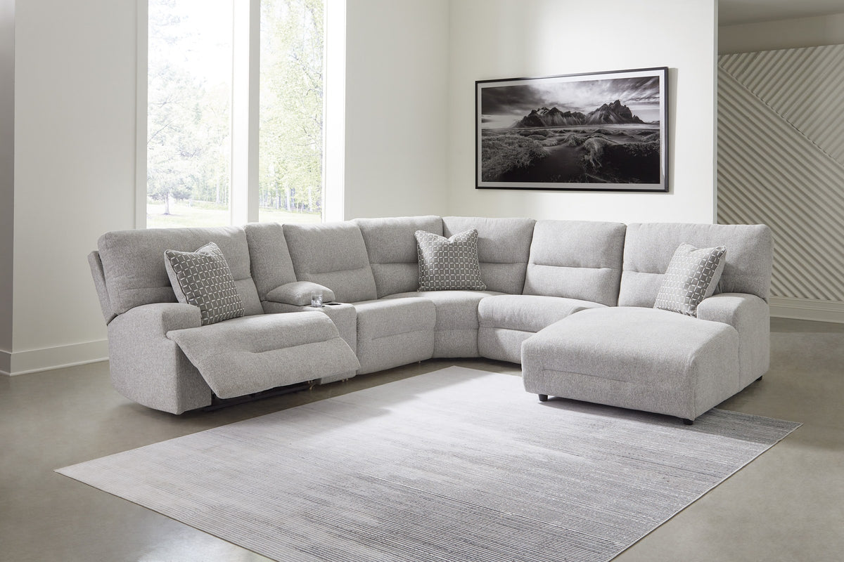 Acklen Place 5-Piece Sectional with right-arm facing chaise and console in a living room