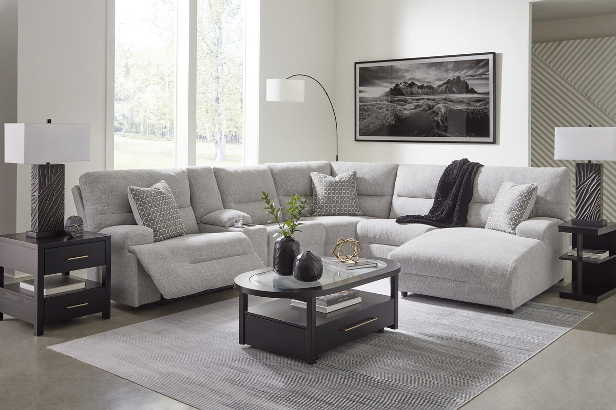 Acklen Place 5-Piece Sectional with chaise and console, styled living room