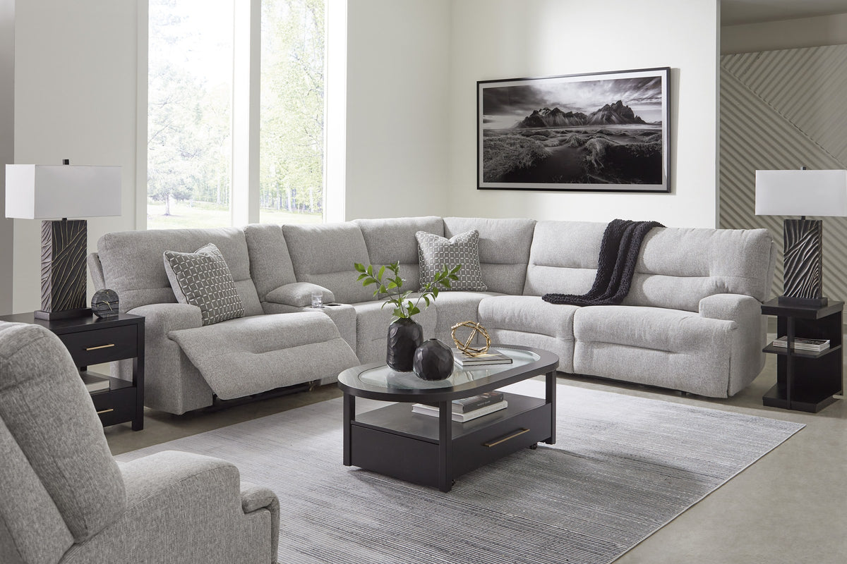 Acklen Place sectional and oversized power recliner in a living room