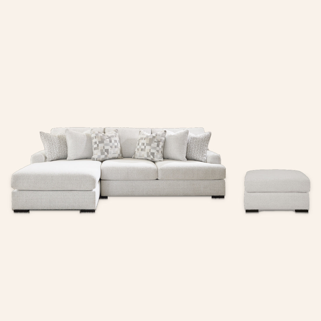 Branchwood 2-Piece Sectional with Chaise and oversized ottoman, left-arm facing chaise
