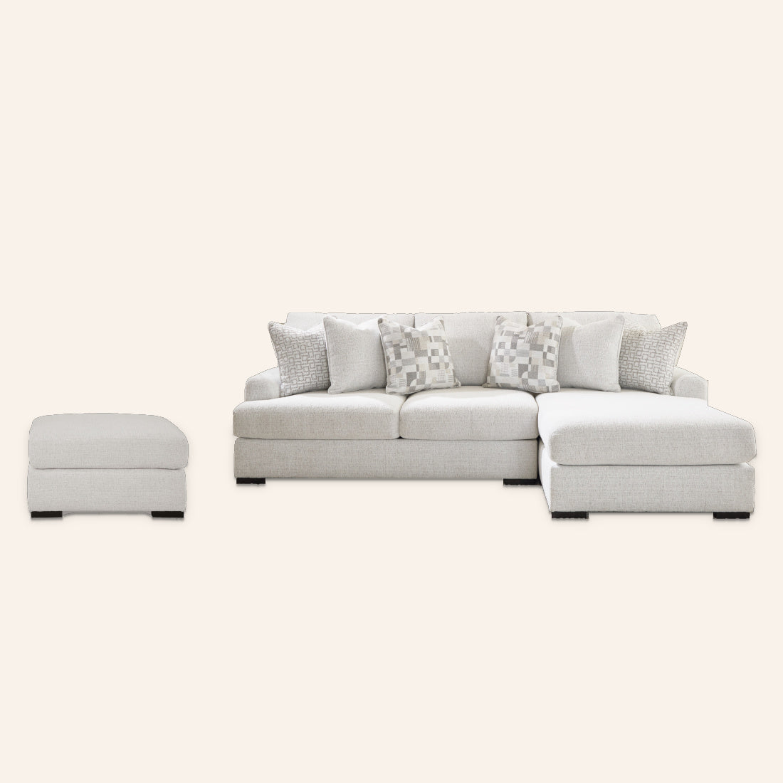 Branchwood 2-Piece Sectional with Chaise and oversized ottoman, right-arm facing chaise