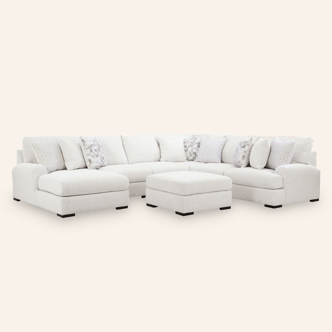 Branchwood 5-Piece Sectional with Chaise and oversized ottoman, left-arm facing chaise