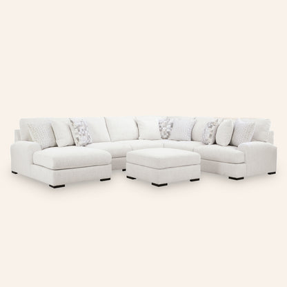 Branchwood 5-Piece Sectional with Chaise and oversized ottoman, left-arm facing chaise