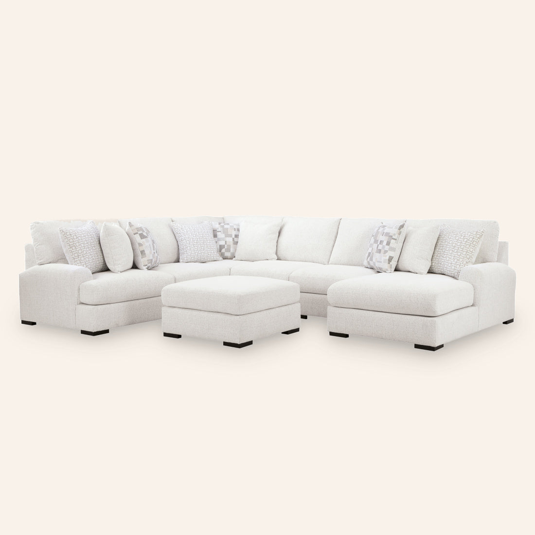 Branchwood 5-Piece Sectional with Chaise and oversized ottoman, right-arm facing chaise