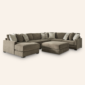 Pleasant Ridge 6-Piece Sectional with Chaise + Storage Ottoman
