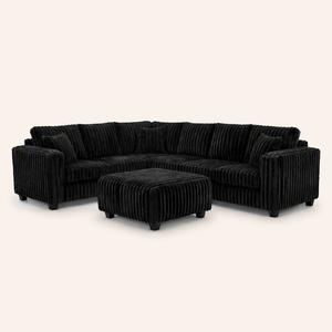 Haven Fluffy L-Shaped Sectional w/ Ottoman