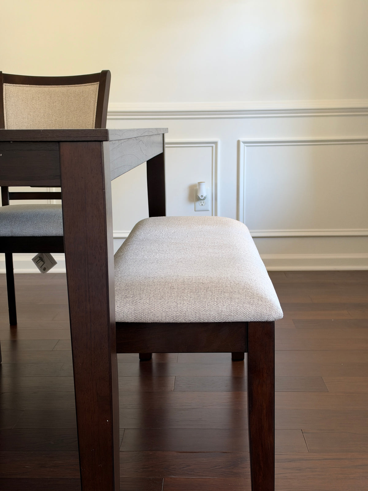 Langwest Dining Table and 4 Chairs and Bench (Set of 6) in a customer’s home