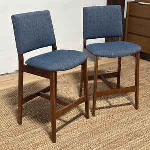 ARTICLE Nosh Counter Stool - Walnut And Denim Blue