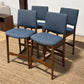 Article Nosh Counter Stool - Walnut And Denim Blue (Set of 4)