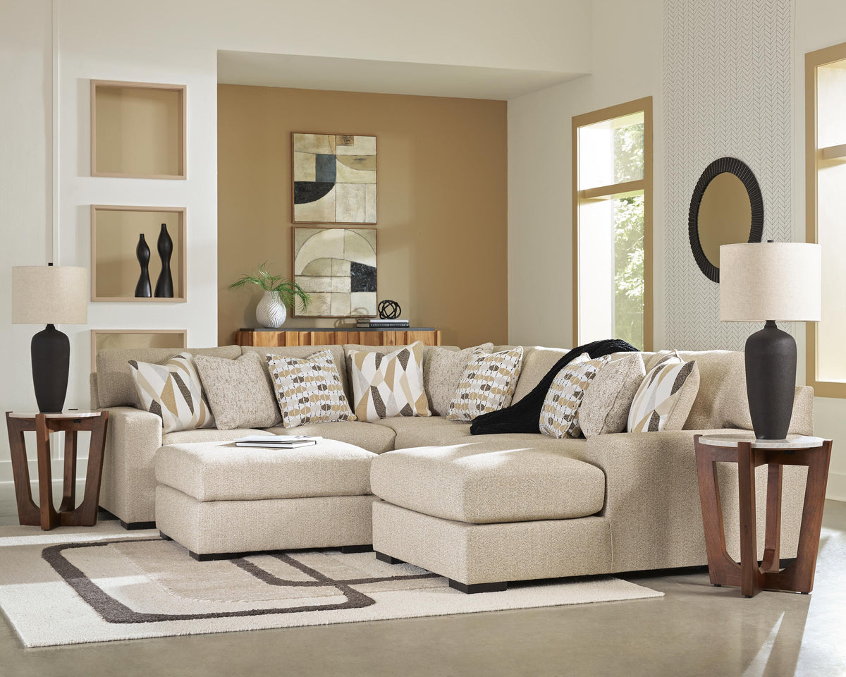 Laurelgrove 4-Piece Sectional with Chaise and Oversized Accent Ottoman