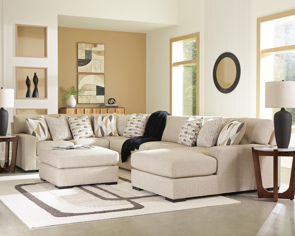 Laurelgrove 5-Piece Sectional with Chaise and Oversized Accent Ottoman