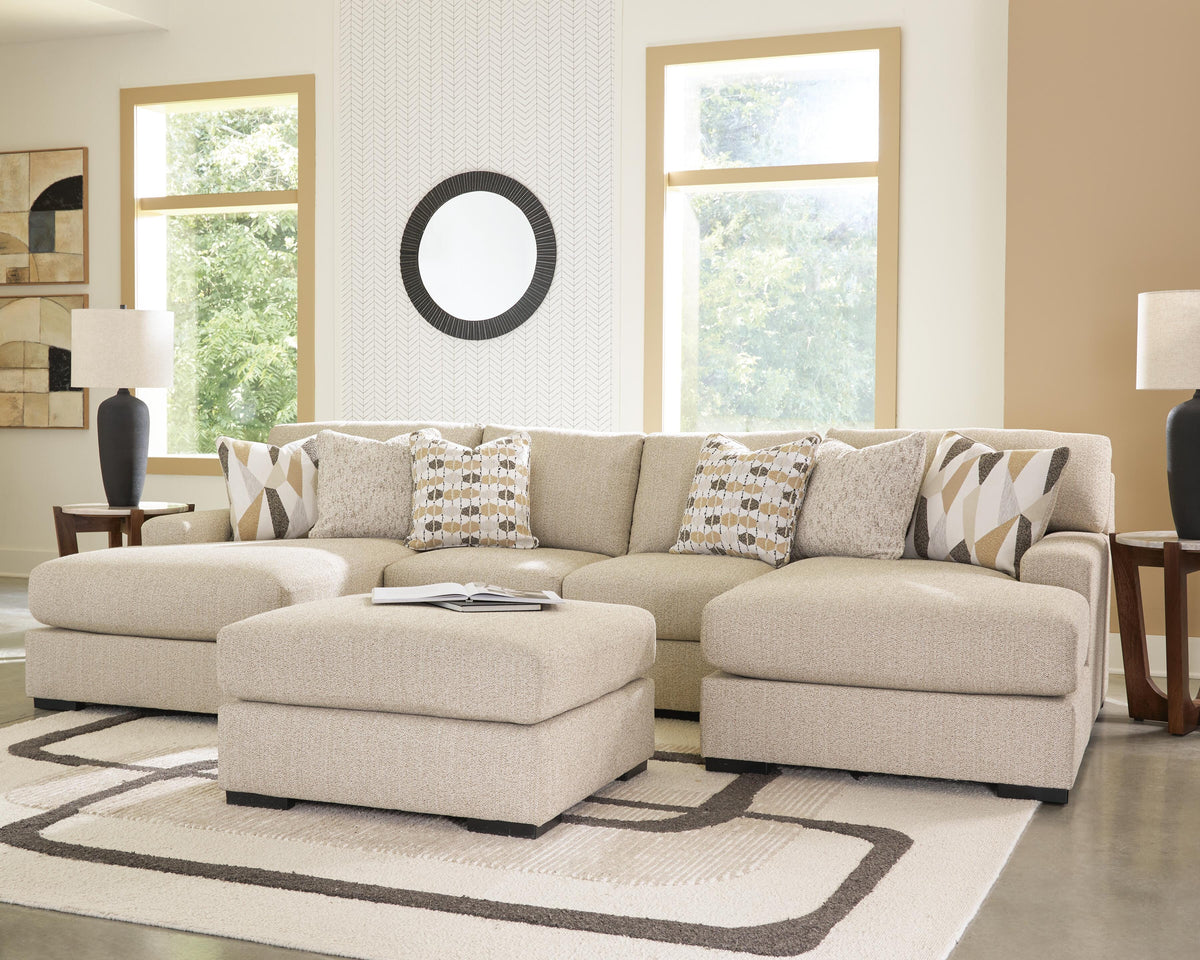 Laurelgrove 3-Piece Double Chaise Sectional with Oversized Accent Ottoman