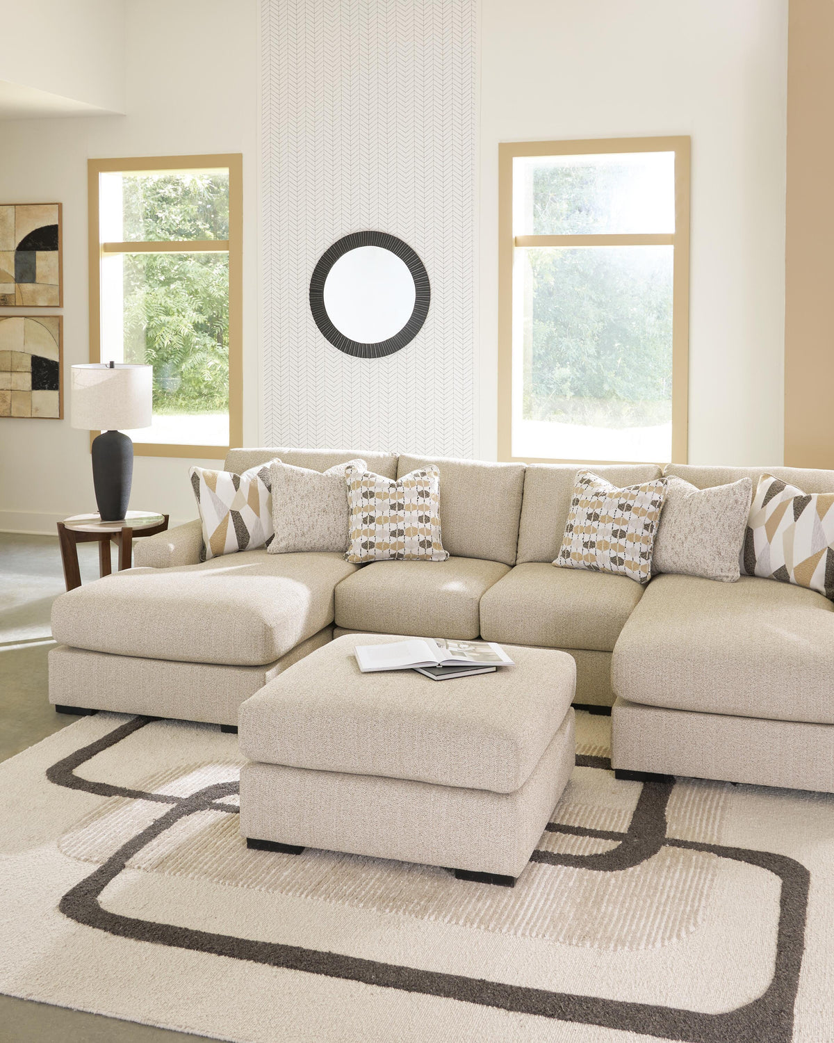 Laurelgrove 3-Piece Double Chaise Sectional with Oversized Accent Ottoman
