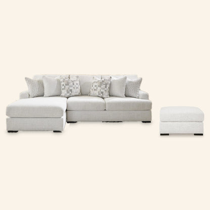 Misty-Lakes 2-Piece Performance Fabric Sectional with Chaise + Ottoman, left-arm facing chaise
