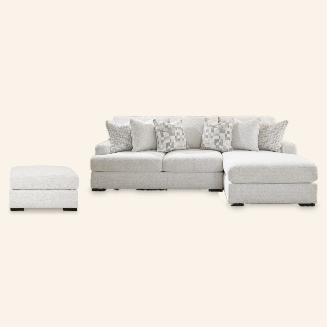 Misty-Lakes 2-Piece Performance Fabric Sectional with Chaise + Ottoman, right-arm facing chaise