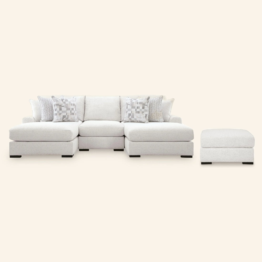 Misty-Lakes 3-Piece Double Chaise Sectional with Oversized Ottoman