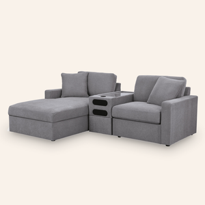 Modmax 3-Piece Sofa with Chaise & Audio Console – Granite