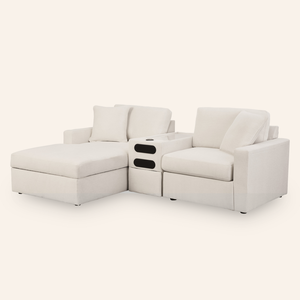 Modmax 3-Piece Sofa with Chaise & Audio Console – Oyster