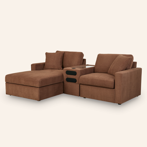 Modmax 3-Piece Sofa with Chaise & Audio Console – Spice