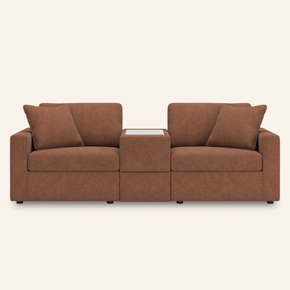 Modmax 3-Piece Sofa w/ Storage Console – Spice