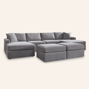 Modmax 4-Piece Double Chaise Sectional w/ 2 Ottomans – Granite