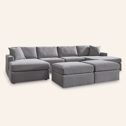 Modmax 4-Piece Double Chaise Sectional w/ 2 Ottomans – Granite