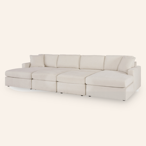 Modmax 4-Piece Double Chaise Sectional w/ 2 Ottomans – Oyster