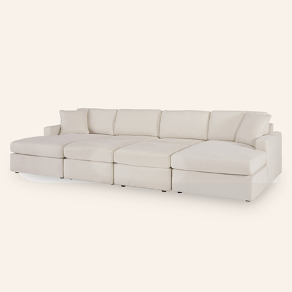Modmax 4-Piece Double Chaise Sectional w/ 2 Ottomans – Oyster