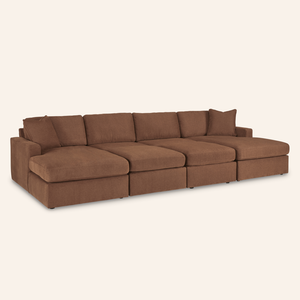 Modmax 4-Piece Double Chaise Sectional w/ 2 Ottomans – Spice