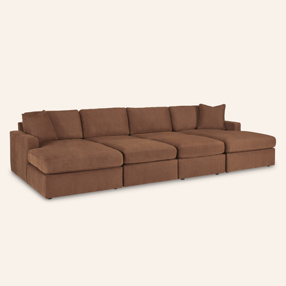Modmax 4-Piece Double Chaise Sectional w/ 2 Ottomans – Spice