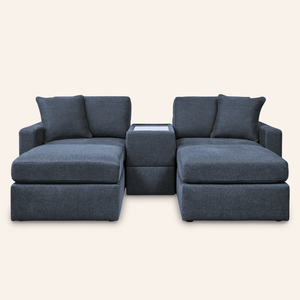 Modmax 5-Piece Sofa w/ Storage Console & 2 Ottomans – Ink