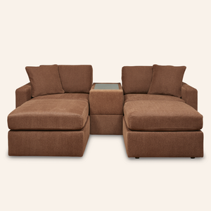 Modmax 5-Piece Sofa w/ Storage Console & 2 Ottomans – Spice