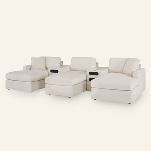 Modmax 6-Piece Double Chaise w/ 2 Audio Consoles & Ottoman – Oyster