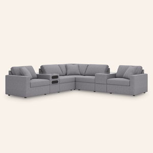 Modmax 7-Piece Sectional w/ Audio & Storage Consoles – Granite