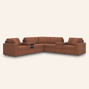 Modmax 7-Piece Sectional w/ Audio & Storage Consoles – Spice
