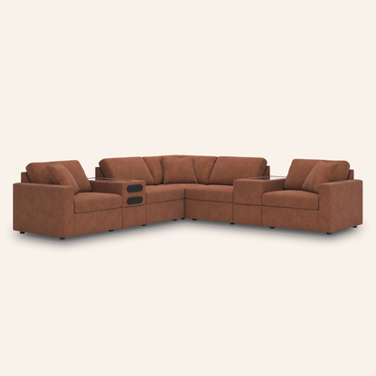 Modmax 7-Piece Sectional w/ Audio & Storage Consoles – Spice