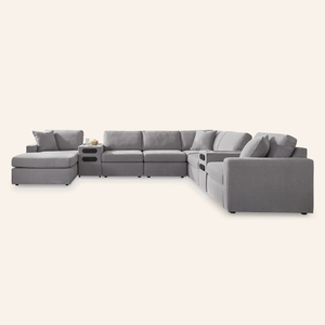 Modmax 8-Piece Sectional with Chaise & 2 Audio Consoles – Granite