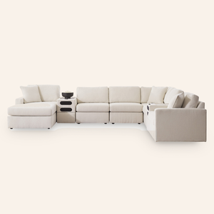 Modmax 8-Piece Sectional with Chaise & 2 Audio Consoles – Oyster