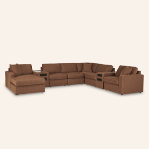 Modmax 8-Piece Sectional with Chaise & 2 Audio Consoles – Spice