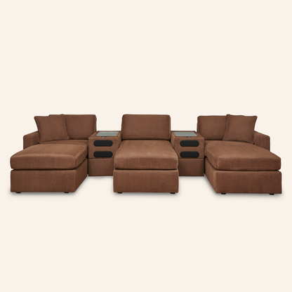Modmax 8-Piece Sofa w/ 2 Audio Consoles & 3 Ottomans – Spice