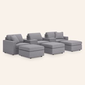 Modmax 8-Piece Sofa w/ 2 Storage Consoles & 3 Ottomans – Granite